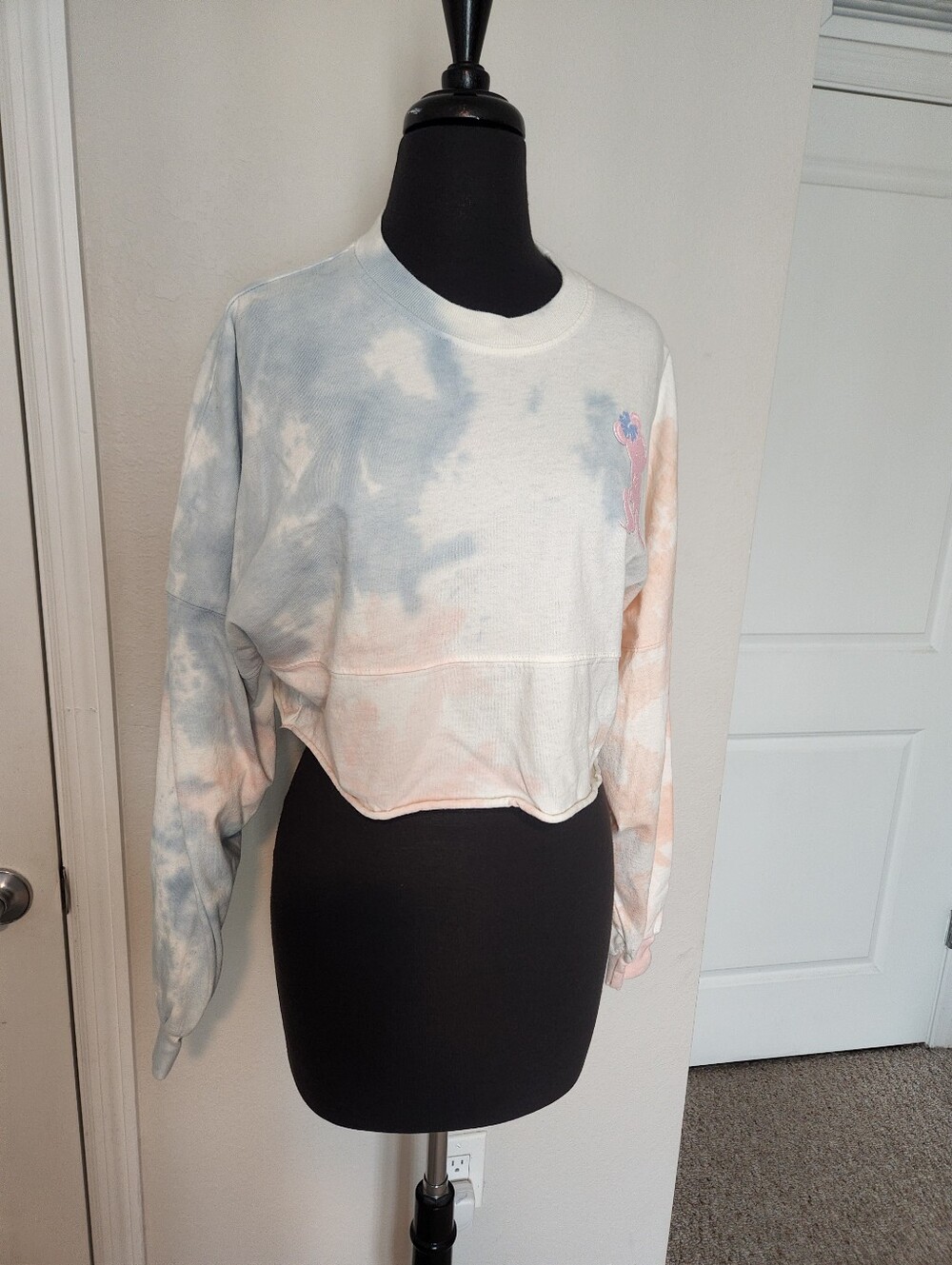 Disney Pastel Tie-Dye Cropped Sweatshirt - Blue & Peach